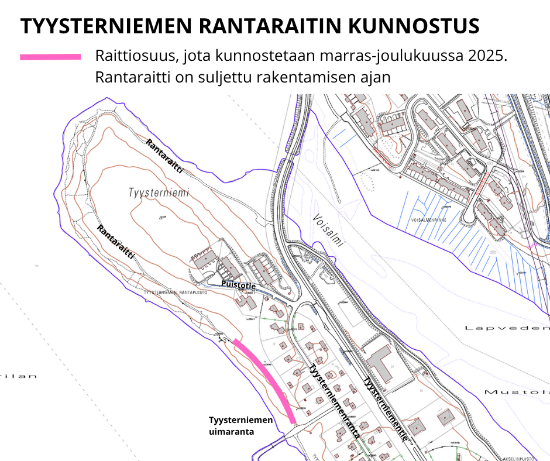 Karttakuva kunnostettavasta osuudesta.